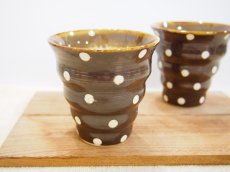 画像1: チョコレート色のドット　naminami cup　【nicorico】 (1)
