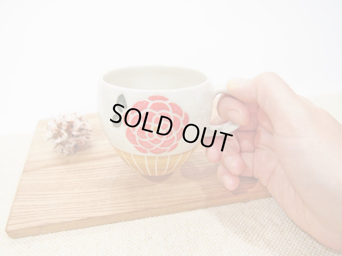 画像2: 紋花彩泥　マグカップ（丸/赤）　【nicorico】 (2)