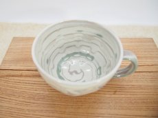 画像2: 練上マーブル　ティーカップ・スープカップ（青）1【甲和焼　芝窯】 (2)