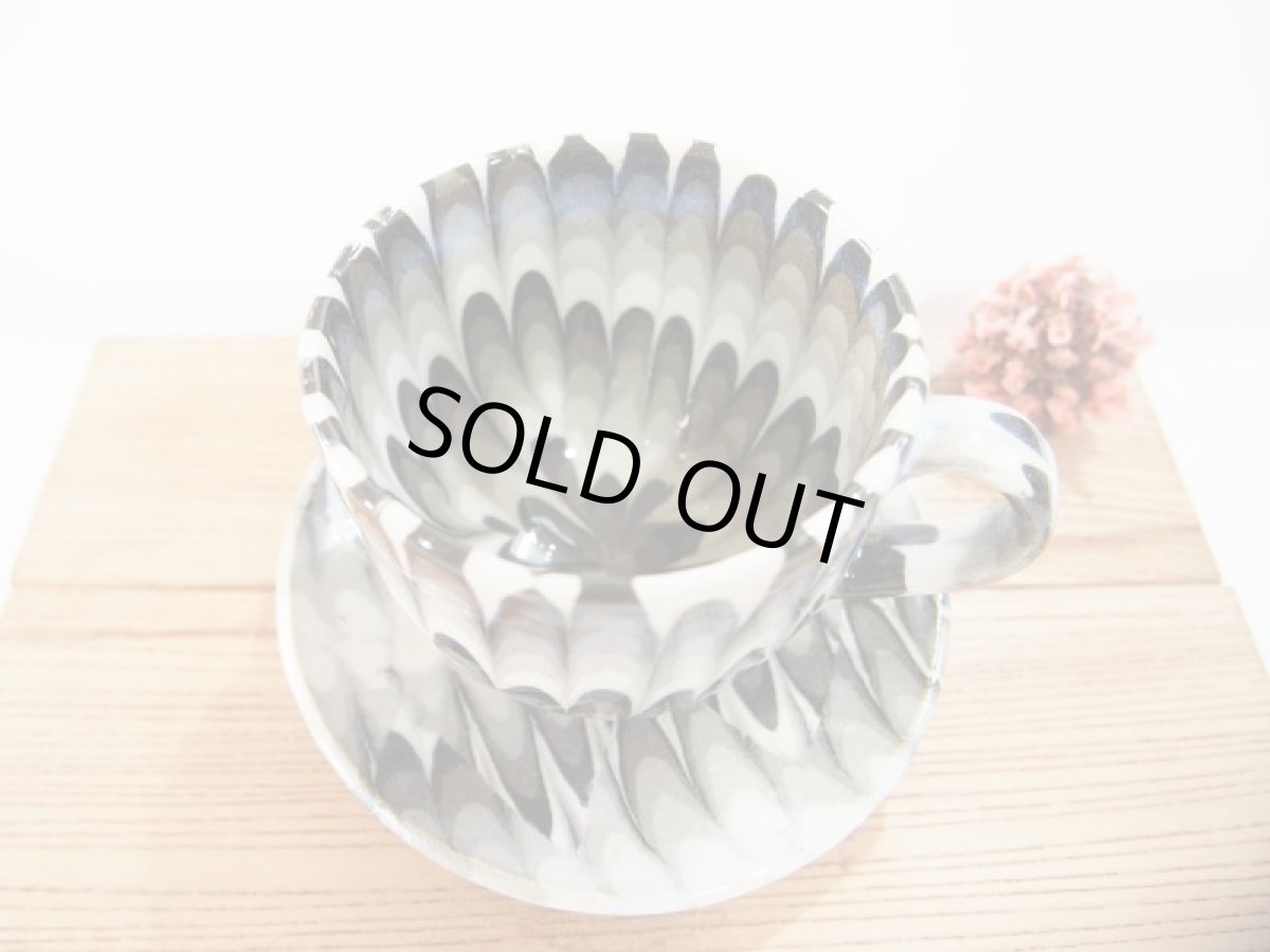 画像2: 練込鶉紋カップ＆ソーサー　　【甲和焼　芝窯】 (2)