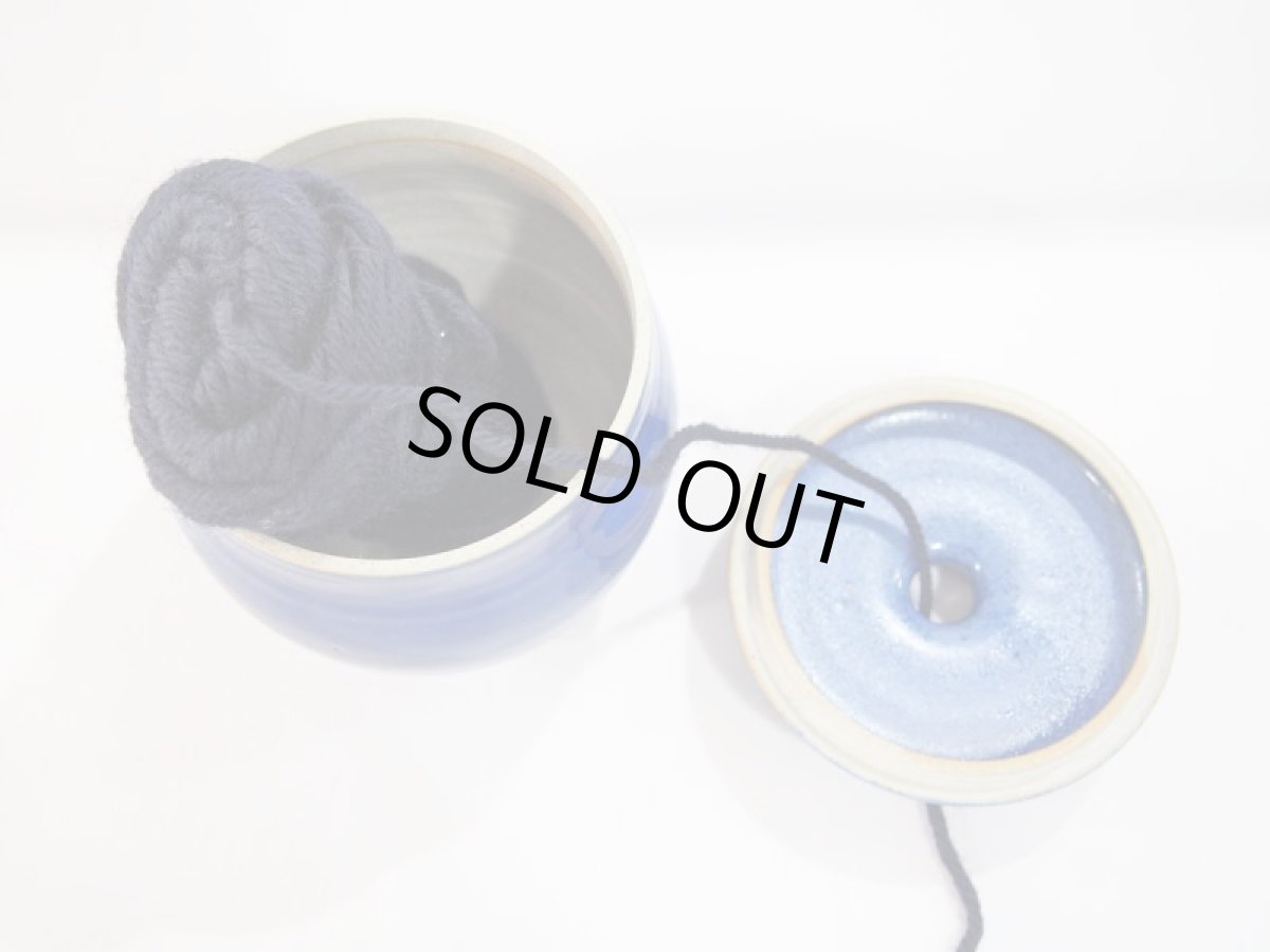 画像4: 【編み物用】ヤーンボウル（毛糸ボウル）瑠璃　【甲和焼　芝窯】 (4)