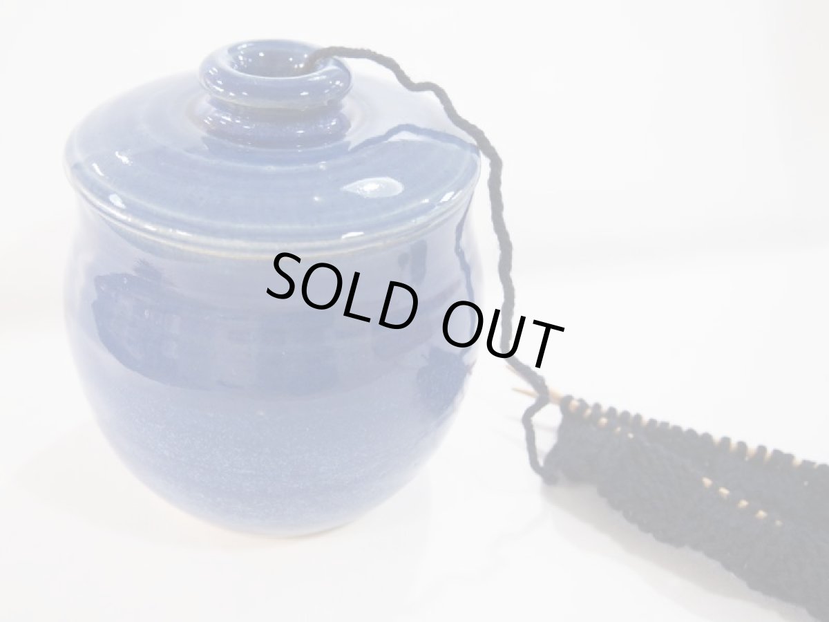 画像3: 【編み物用】ヤーンボウル（毛糸ボウル）瑠璃　【甲和焼　芝窯】 (3)