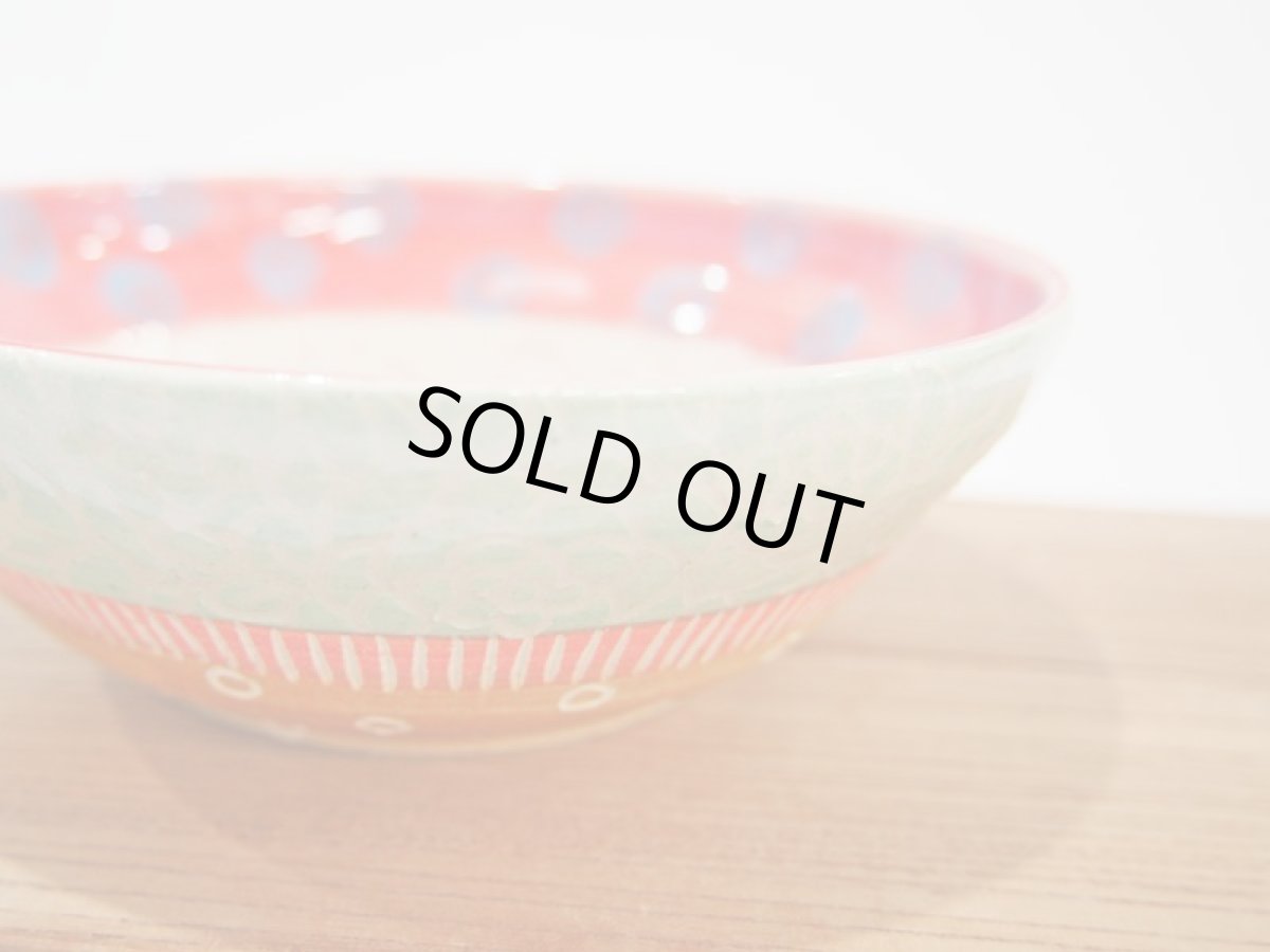 画像5: 紋花彩泥掻落　鉢（ピンク×赤）　【nicorico】 (5)