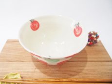 画像2: りんごドット　ごはん茶碗（赤×青りんご）　【nicorico】 (2)