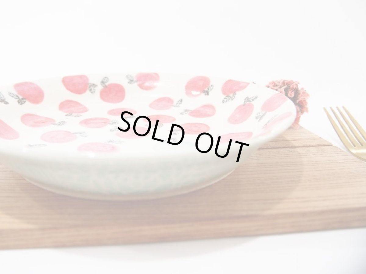 画像6: りんごドット　中深皿（赤×青りんご）　【nicorico】 (6)