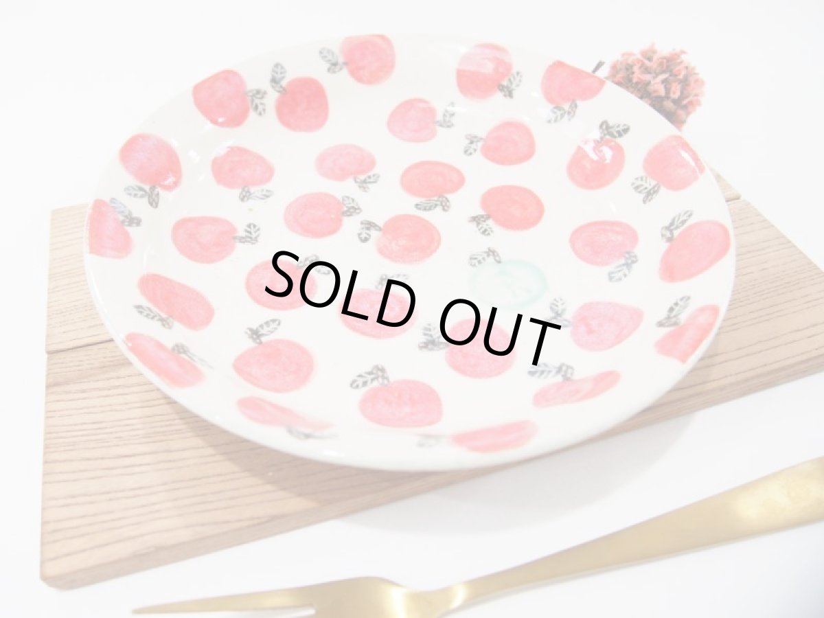 画像4: りんごドット　中深皿（赤×青りんご）　【nicorico】 (4)