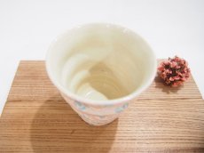 画像2: 紋花彩泥掻落ドット　naminami cup（ピンク×水色）　【nicorico】 (2)