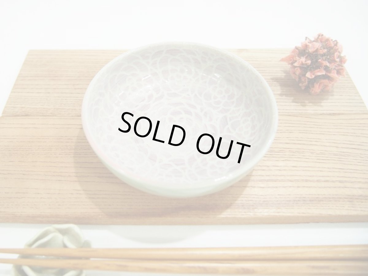 画像2: 紋花彩泥掻落マーブル　平鉢（紫/若草）　【nicorico】 (2)