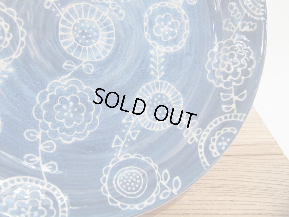 画像5: イッチンcute flowerマーブル　リム中深皿(カレー皿・パスタ皿)（青）　【nicorico】 (5)