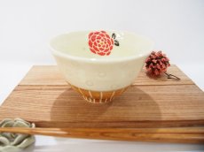 画像1: 【予約販売】紋花彩泥　ごはん茶碗（赤）（濃紺）【nicorico】 (1)