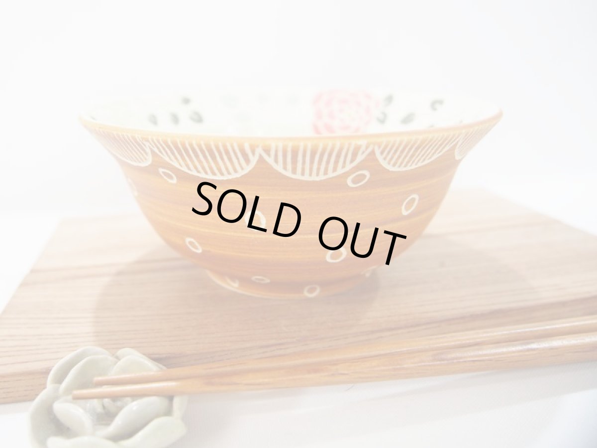 画像2: 紋花彩泥焼〆　中鉢・小どんぶり　(焼〆/花３色）　【nicorico】 (2)