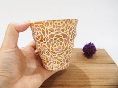 画像3: 【予約販売】紋花彩泥掻落ドット　naminami cup（甲和土×ピンク）　【nicorico】 (3)