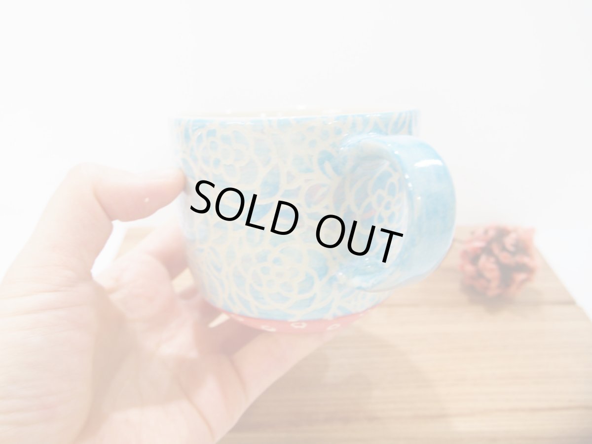 画像3: 紋花彩泥掻落　マグカップ （mix/水色・ピンク)【nicorico】 (3)