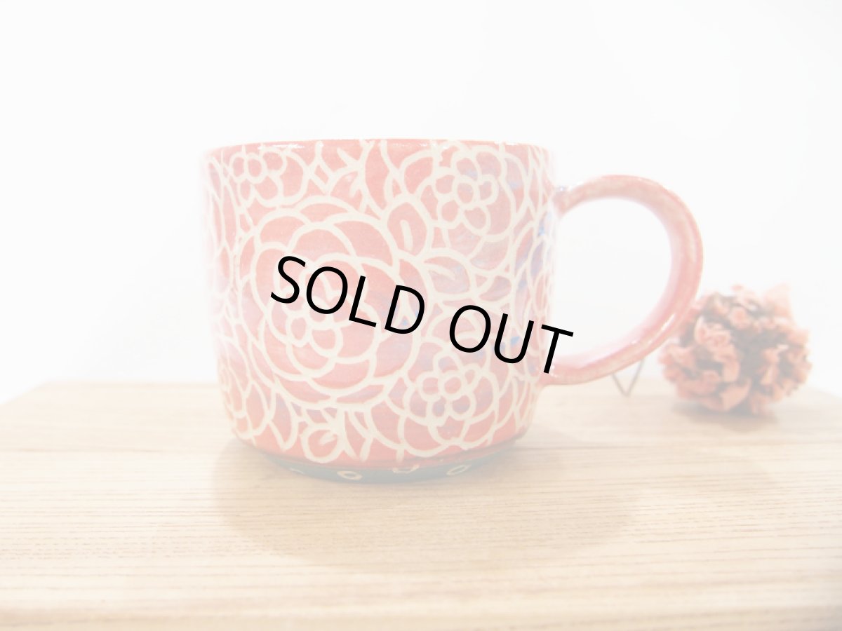 画像5: 紋花彩泥掻落　マグカップ （mix/赤・青)【nicorico】 (5)