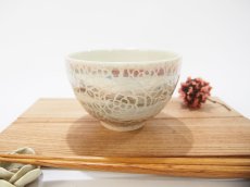 画像1: 紋花彩泥掻落　ごはん茶碗（マーブル/マルチカラー）　【nicorico】 (1)