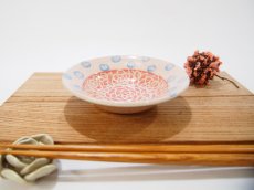 画像3: 紋花彩泥掻落ドット　豆皿（赤×ピンク）　【nicorico】 (3)