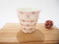画像1: 紋花彩泥掻落ドット　naminami cup（ピンク×紫）　【nicorico】 (1)