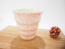 画像5: 紋花彩泥掻落　naminami cup（ピンク）　【nicorico】 (5)