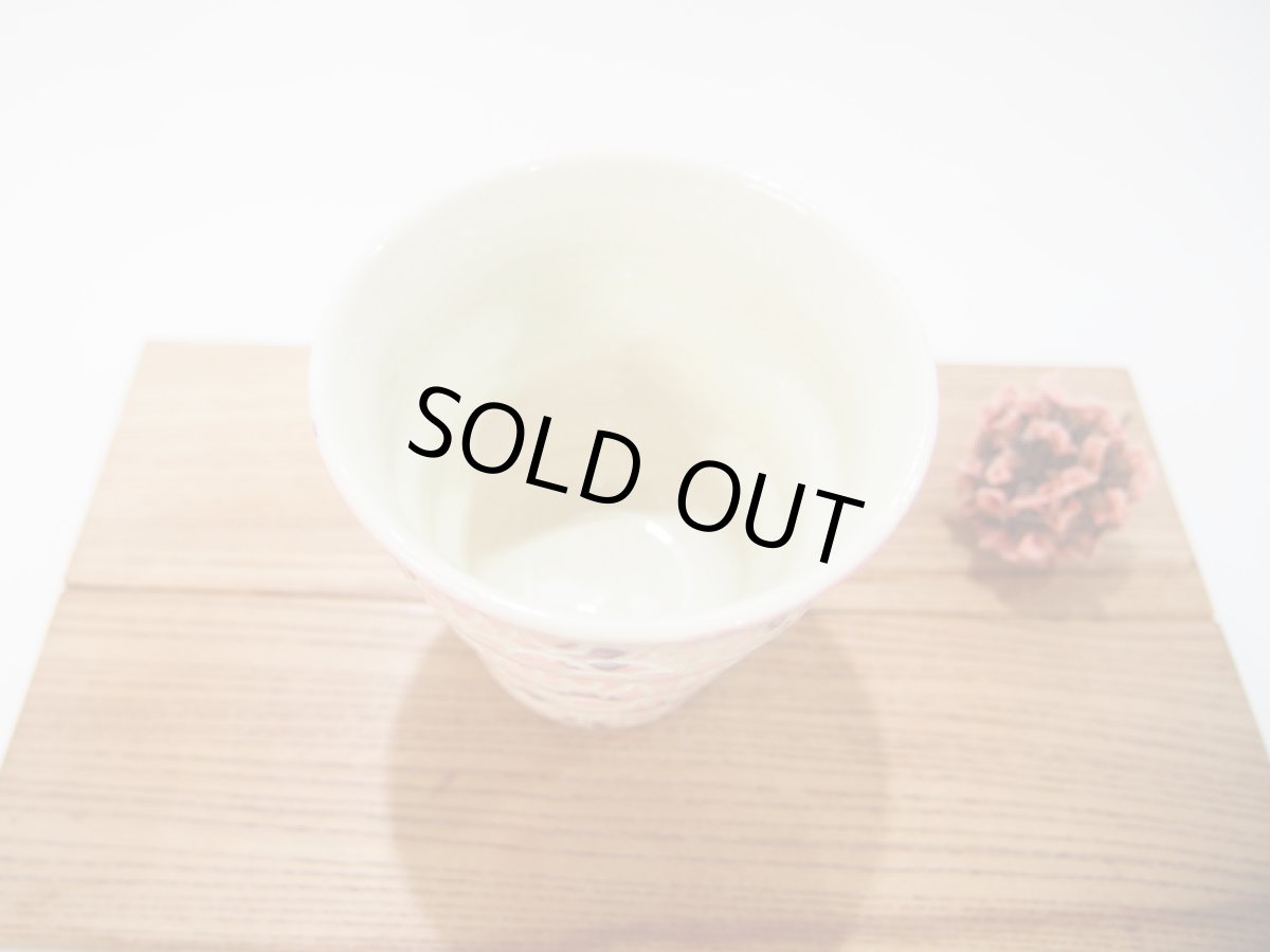 画像2: 紋花彩泥掻落ドット　naminami cup（ピンク×紫）　【nicorico】 (2)