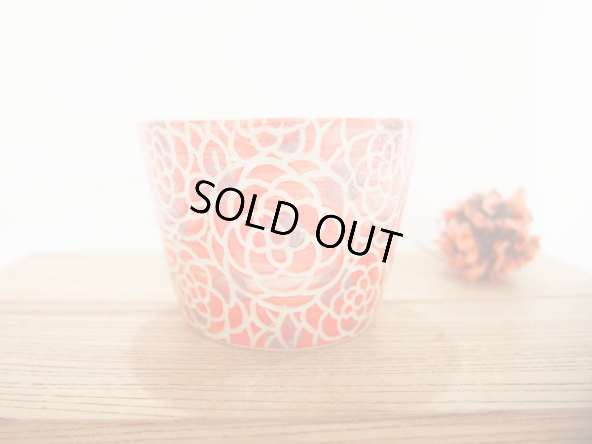 画像4: 紋花彩泥掻落ドット　そば猪口・カップ（赤×紫）　【nicorico】 (4)