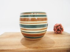 画像4: しましま×水玉　ゆのみ （濃緑×茶）　【nicorico】 (4)