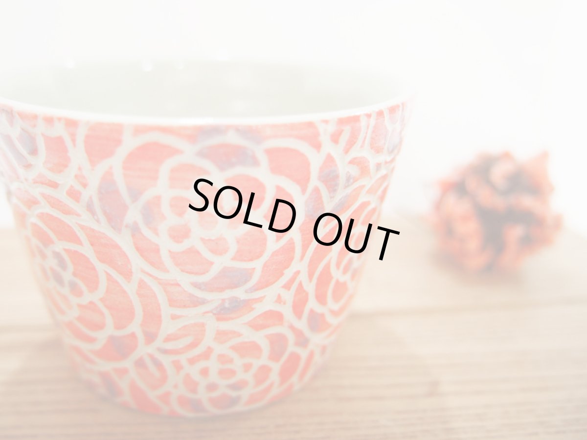 画像3: 紋花彩泥掻落ドット　そば猪口・カップ（赤×紫）　【nicorico】 (3)