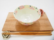 画像2: イッチン花紋　ごはん茶碗 （イエロー)【nicorico】 (2)