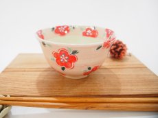 画像1: イッチン花紋　ごはん茶碗 （ピンク)【nicorico】 (1)