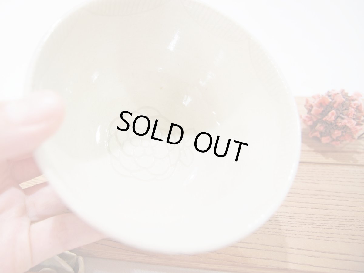 画像5: 紋花彩泥掻落　ごはん茶碗（紫/内側：線刻）　【nicorico】 (5)