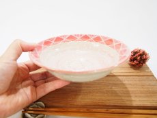 画像6: イッチン幾何学花紋　鉢（ピンク×赤）　【nicorico】 (6)