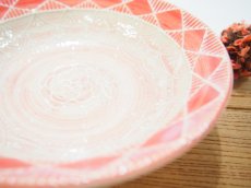 画像7: イッチン幾何学花紋　鉢（ピンク×赤）　【nicorico】 (7)