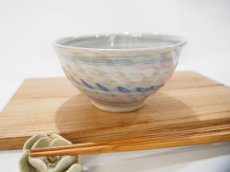 画像3: 練上マーブル斜鎬　ごはん茶碗　3【甲和焼　芝窯】 (3)