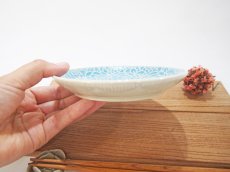 画像5: 紋花彩泥掻落　取皿（裏：ドット／水色）【nicorico】 (5)