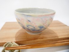 画像3: 練上マーブル斜鎬　ごはん茶碗　4【甲和焼　芝窯】 (3)