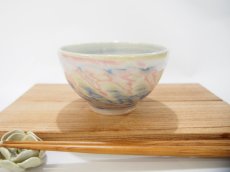 画像1: 練上マーブル斜鎬　ごはん茶碗　4【甲和焼　芝窯】 (1)
