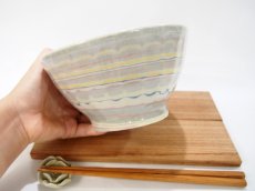 画像4: 練上マーブル縦鎬　どんぶり・深鉢【甲和焼　芝窯】 (4)