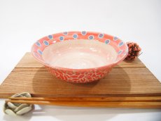 画像1: 紋花彩泥掻落ドット　イッチン鉢（赤）　【nicorico】 (1)