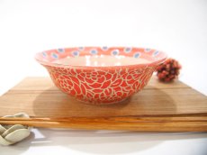 画像3: 紋花彩泥掻落ドット　イッチン鉢（赤）　【nicorico】 (3)