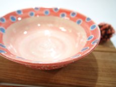 画像4: 紋花彩泥掻落ドット　イッチン鉢（赤）　【nicorico】 (4)