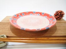画像4: 紋花彩泥ドット　イッチン取皿（赤）　【nicorico】 (4)