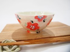 画像3: イッチン花紋　ごはん茶碗 （薄ピンク×赤）【nicorico】 (3)